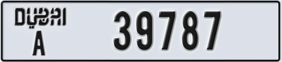 UAE License Plate Dubai A 39787