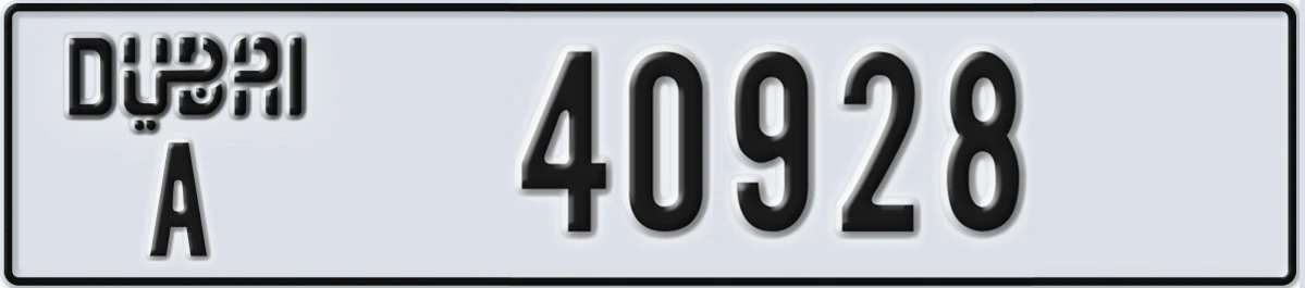UAE License Plate Dubai A 40928