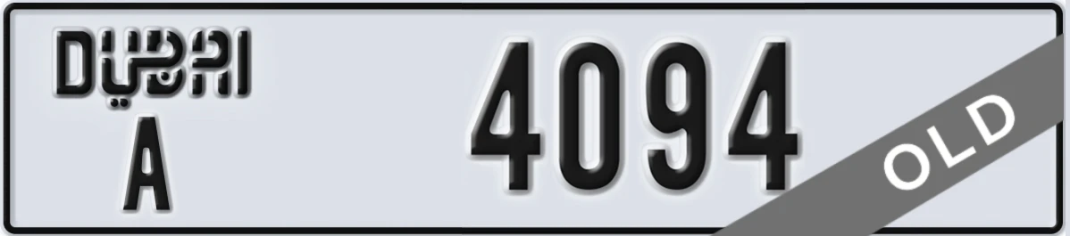 UAE License Plate Dubai A 4094