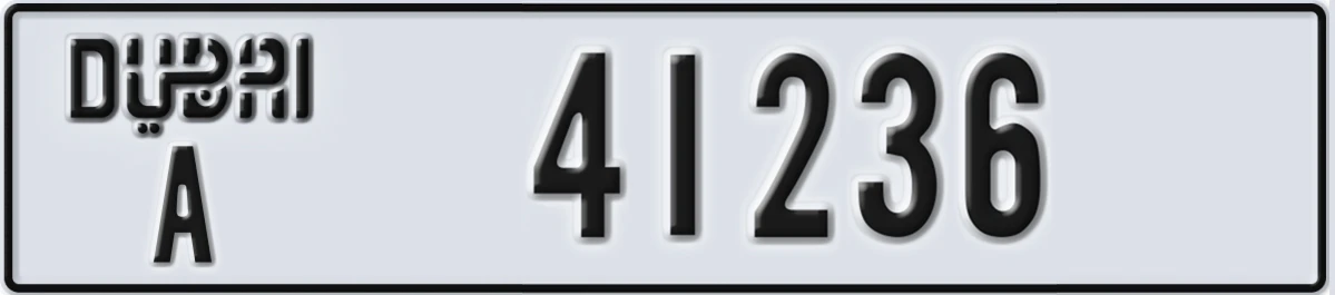UAE License Plate Dubai A 41236