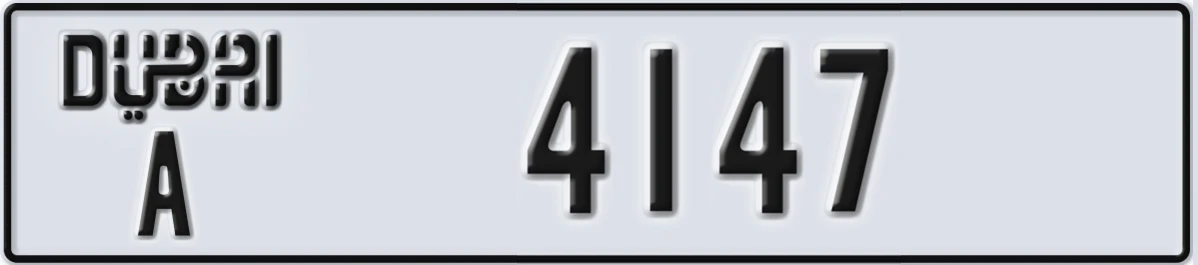 UAE License Plate Dubai A 4147