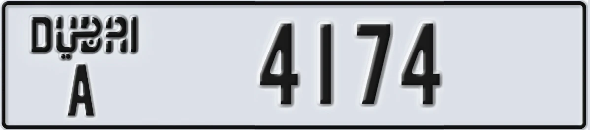 UAE License Plate Dubai A 4174