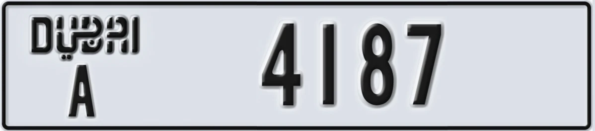 UAE License Plate Dubai A 4187