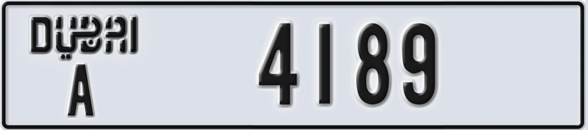 UAE License Plate Dubai A 4189