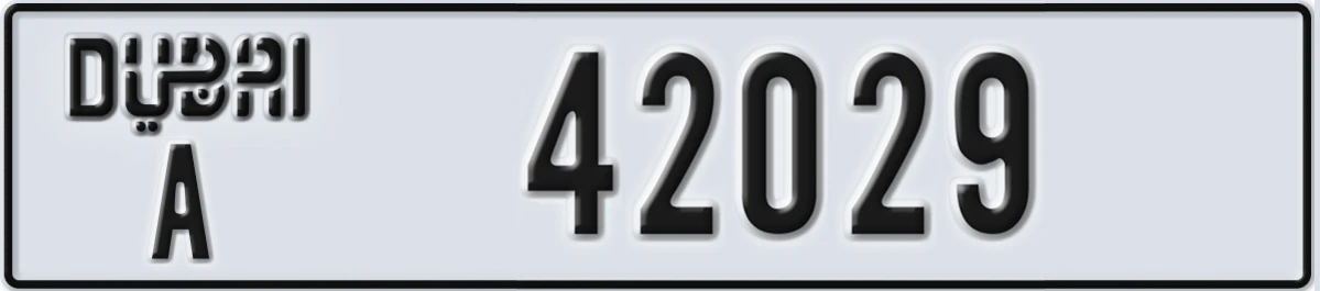 UAE License Plate Dubai A 42029