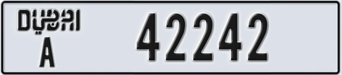 UAE License Plate Dubai A 42242
