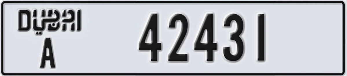 UAE License Plate Dubai A 42431
