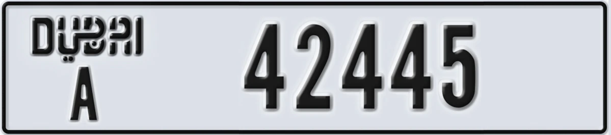 UAE License Plate Dubai A 42445