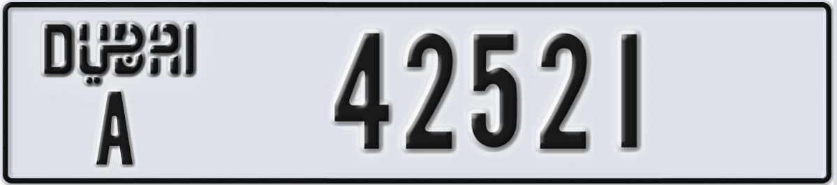 UAE License Plate Dubai A 42521