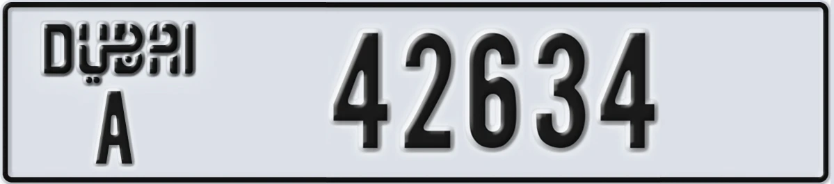 UAE License Plate Dubai A 42634
