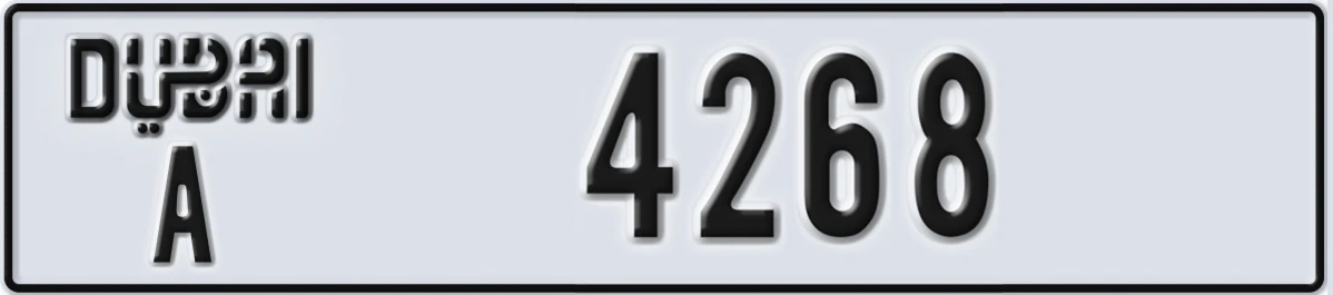 UAE License Plate Dubai A 4268