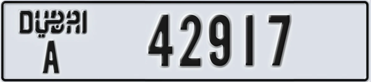 UAE License Plate Dubai A 42917