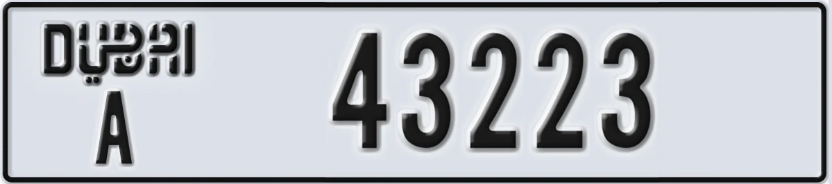 UAE License Plate Dubai A 43223