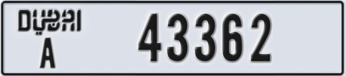 UAE License Plate Dubai A 43362