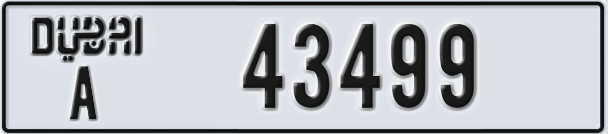 UAE License Plate Dubai A 43499