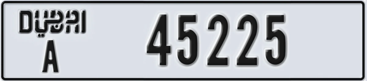 UAE License Plate Dubai A 45225