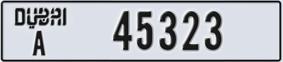 UAE License Plate Dubai A 45323