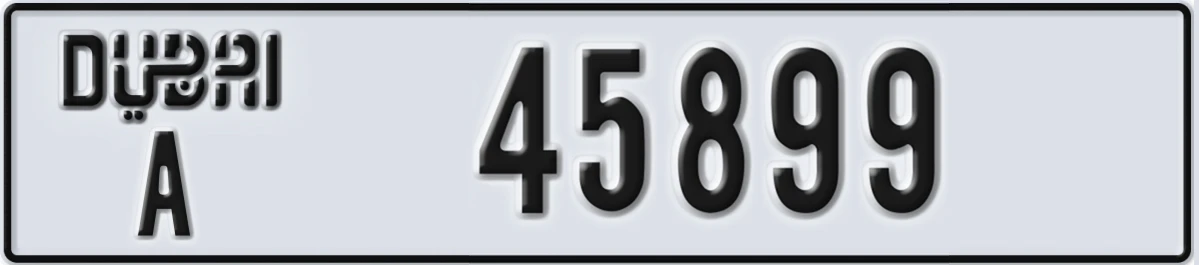 UAE License Plate Dubai A 45899