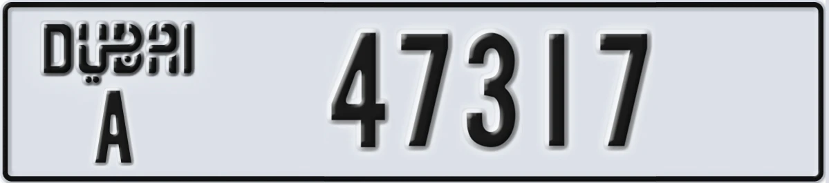 UAE License Plate Dubai A 47317