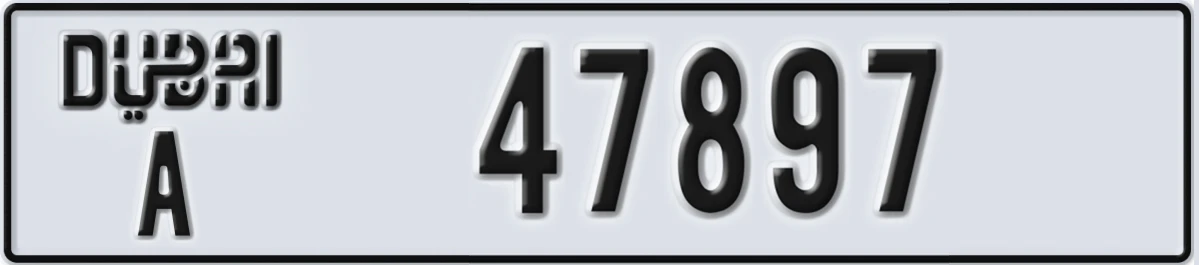 UAE License Plate Dubai A 47897