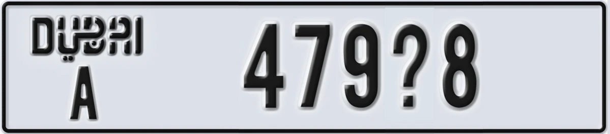 UAE License Plate Dubai A 479X8