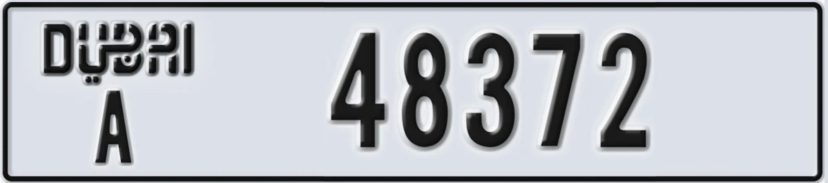 UAE License Plate Dubai A 48372