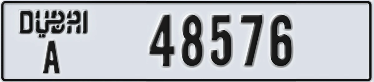 UAE License Plate Dubai A 48576
