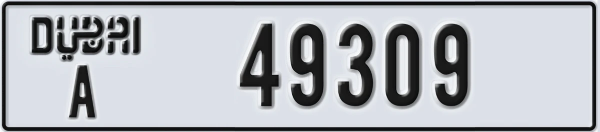 UAE License Plate Dubai A 49309
