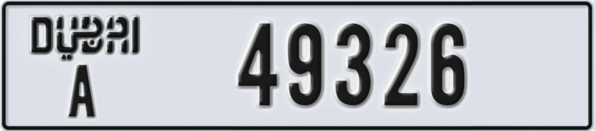 UAE License Plate Dubai A 49326