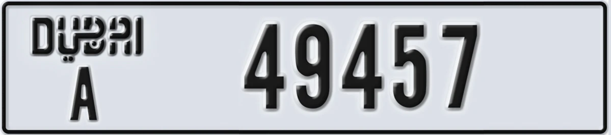 UAE License Plate Dubai A 49457