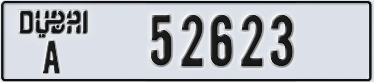 UAE License Plate Dubai A 52623