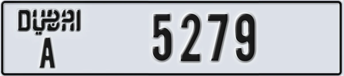 UAE License Plate Dubai A 5279