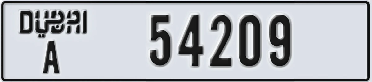 UAE License Plate Dubai A 54209