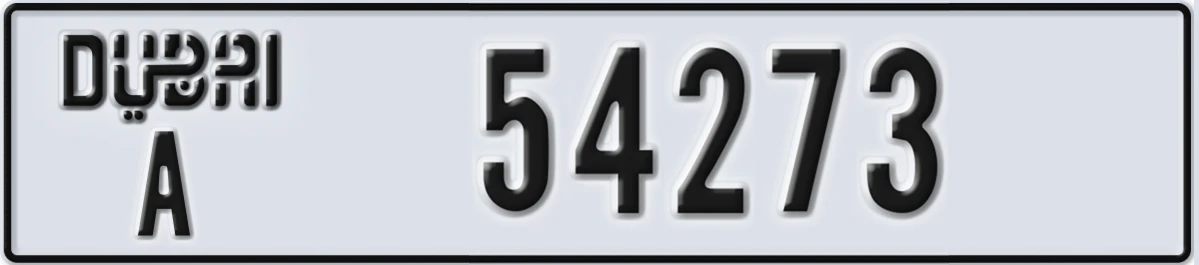 UAE License Plate Dubai A 54273