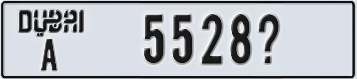 UAE License Plate Dubai A 5528X