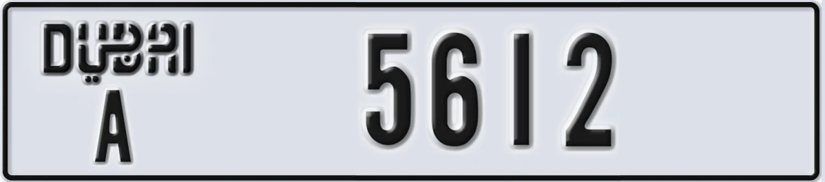 UAE License Plate Dubai A 5612