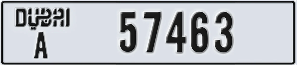 UAE License Plate Dubai A 57463
