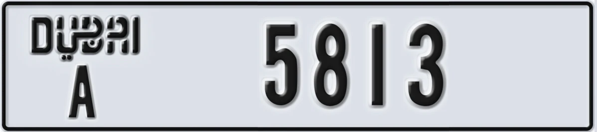 UAE License Plate Dubai A 5813