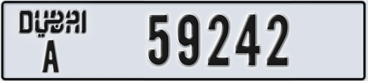 UAE License Plate Dubai A 59242