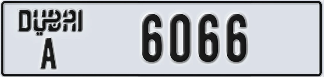 UAE License Plate Dubai A 606X6