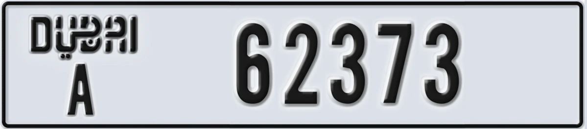 UAE License Plate Dubai A 62373