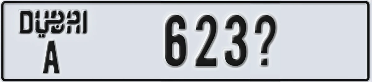 UAE License Plate Dubai A 623X
