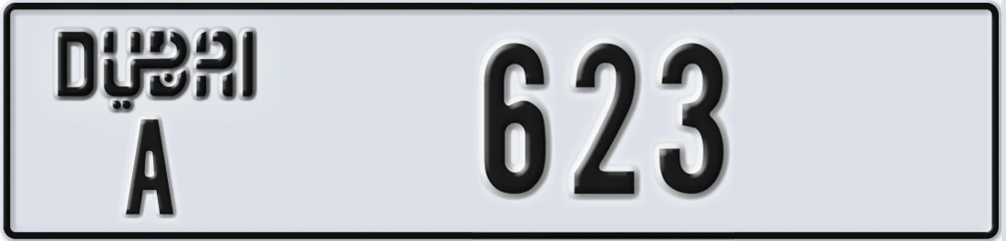 UAE License Plate Dubai A 623X