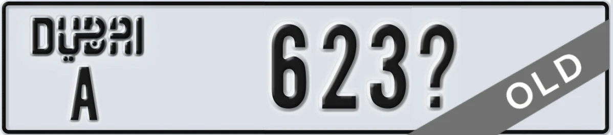 UAE License Plate Dubai A 623X