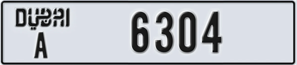 UAE License Plate Dubai A 6304