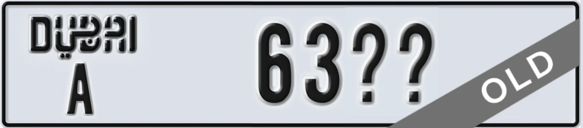 UAE License Plate Dubai A 63@@