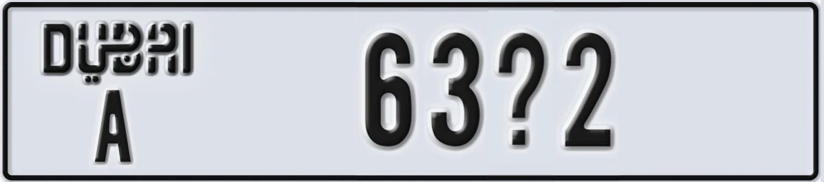 UAE License Plate Dubai A 63X2