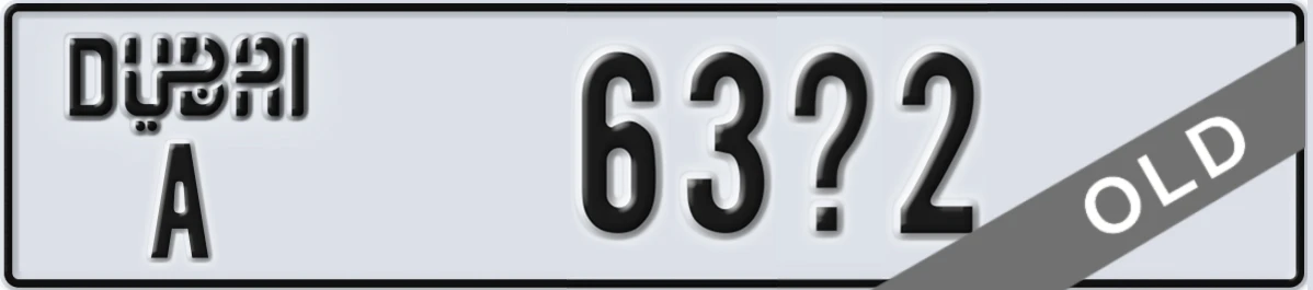 UAE License Plate Dubai A 63X2