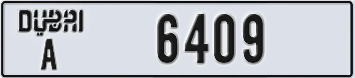 UAE License Plate Dubai A 6409
