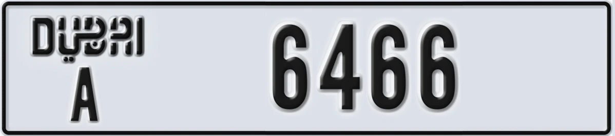 UAE License Plate Dubai A 6466